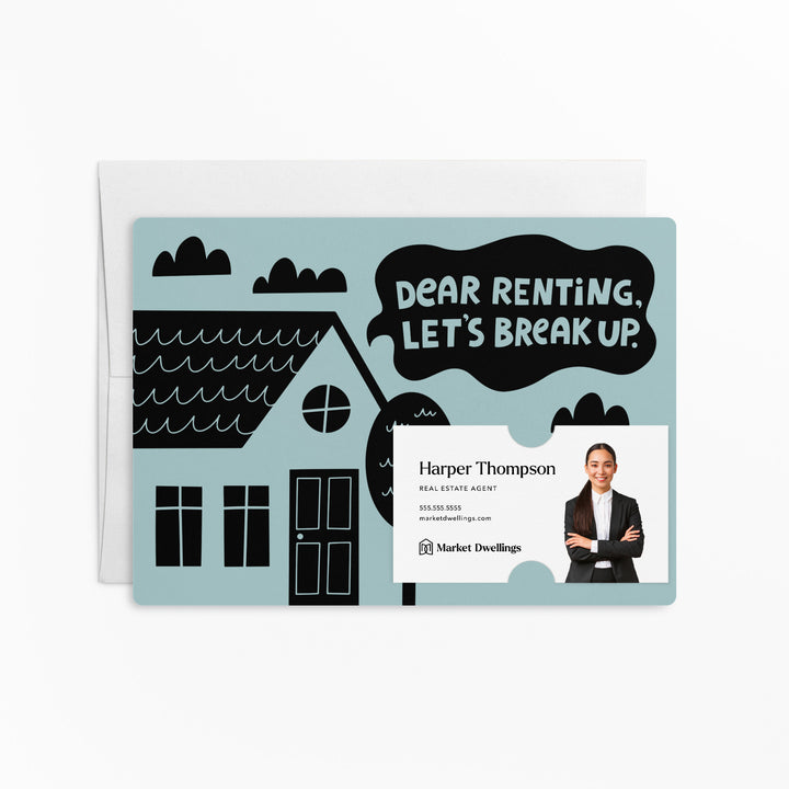 Set of Dear Renting, Let's Break Up. | Mailers | Envelopes Included | M104-M003 Mailer Market Dwellings LIGHT BLUE