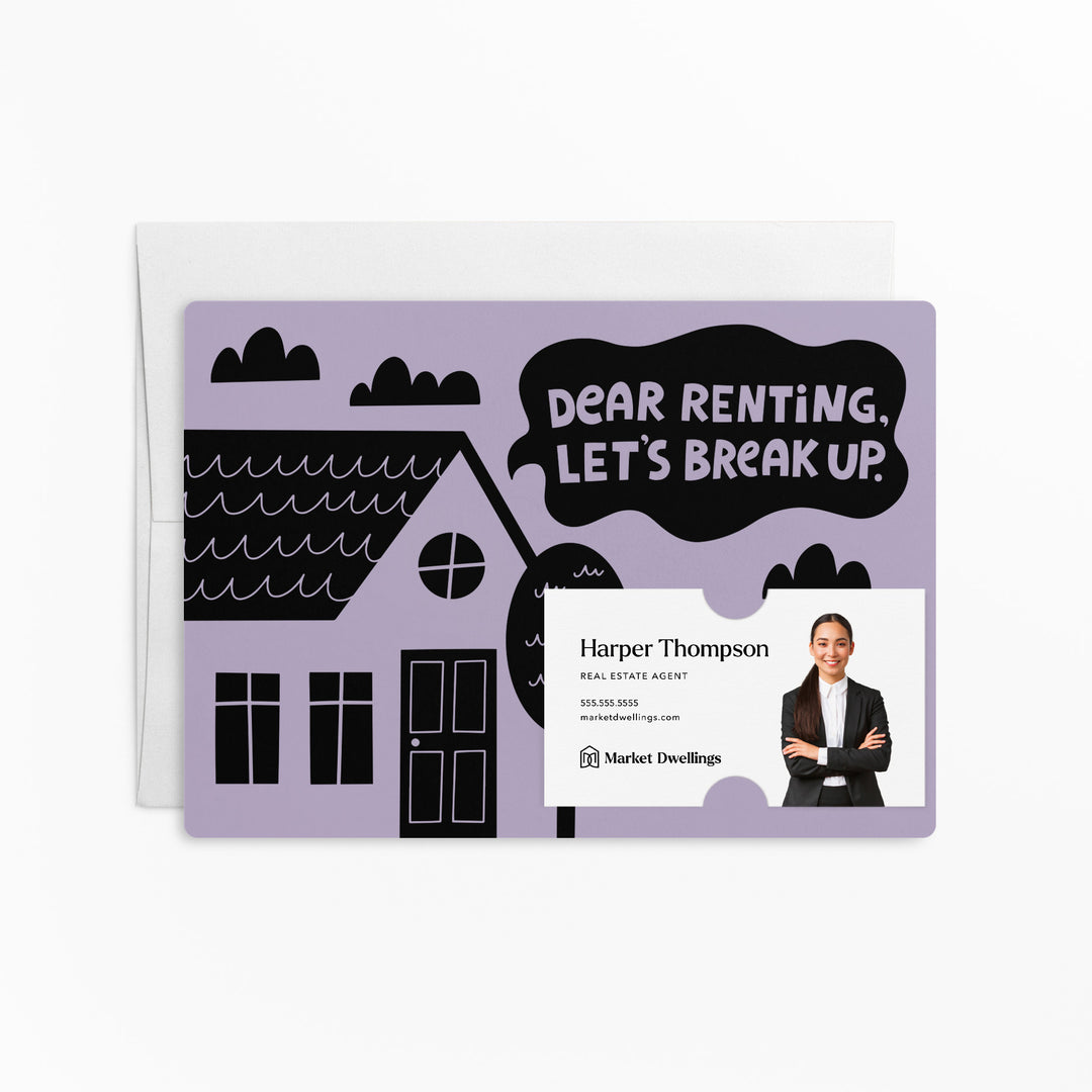 Set of Dear Renting, Let's Break Up. | Mailers | Envelopes Included | M104-M003 Mailer Market Dwellings LIGHT PURPLE