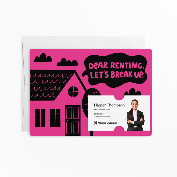 Set of Dear Renting, Let's Break Up. | Mailers | Envelopes Included | M104-M003 Mailer Market Dwellings RAZZLE BERRY