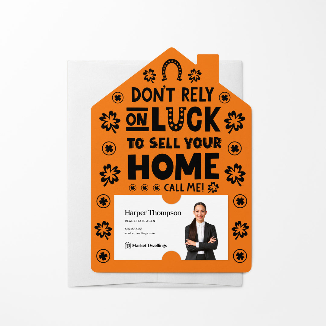 Set of Don't Rely On Luck To Sell Your Home Call Me! | St. Patrick's Day Mailers | Envelopes Included | M105-M001 Mailer Market Dwellings CARROT