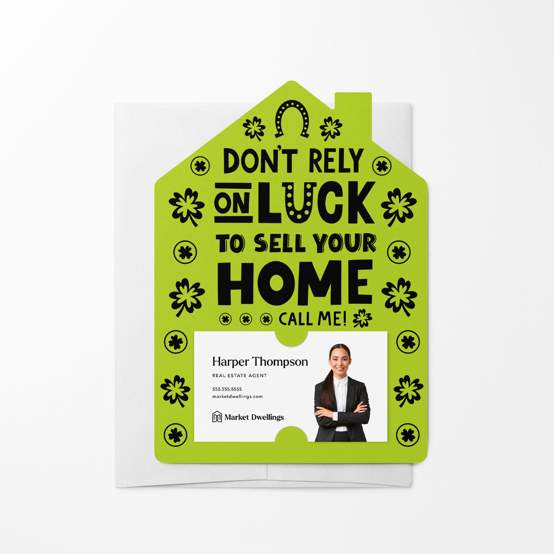 Set of Don't Rely On Luck To Sell Your Home Call Me! | St. Patrick's Day Mailers | Envelopes Included | M105-M001 Mailer Market Dwellings GREEN APPLE