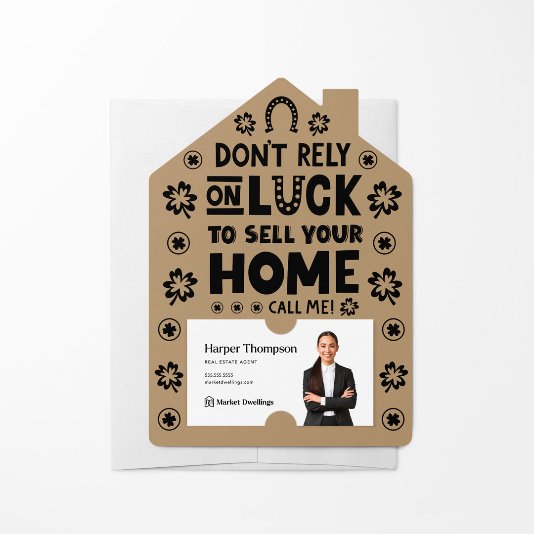 Set of Don't Rely On Luck To Sell Your Home Call Me! | St. Patrick's Day Mailers | Envelopes Included | M105-M001 Mailer Market Dwellings KRAFT