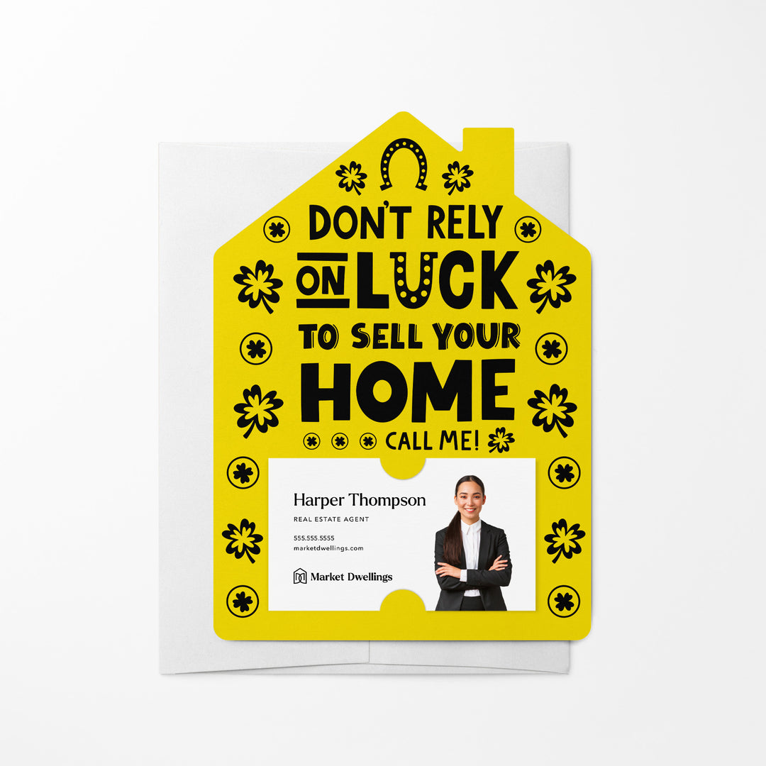 Set of Don't Rely On Luck To Sell Your Home Call Me! | St. Patrick's Day Mailers | Envelopes Included | M105-M001 Mailer Market Dwellings LEMON