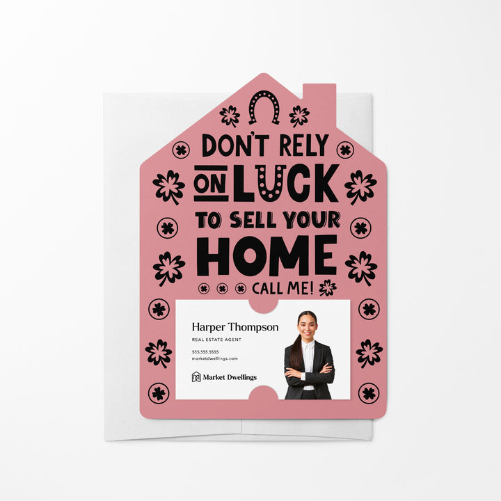 Set of Don't Rely On Luck To Sell Your Home Call Me! | St. Patrick's Day Mailers | Envelopes Included | M105-M001 Mailer Market Dwellings LIGHT PINK