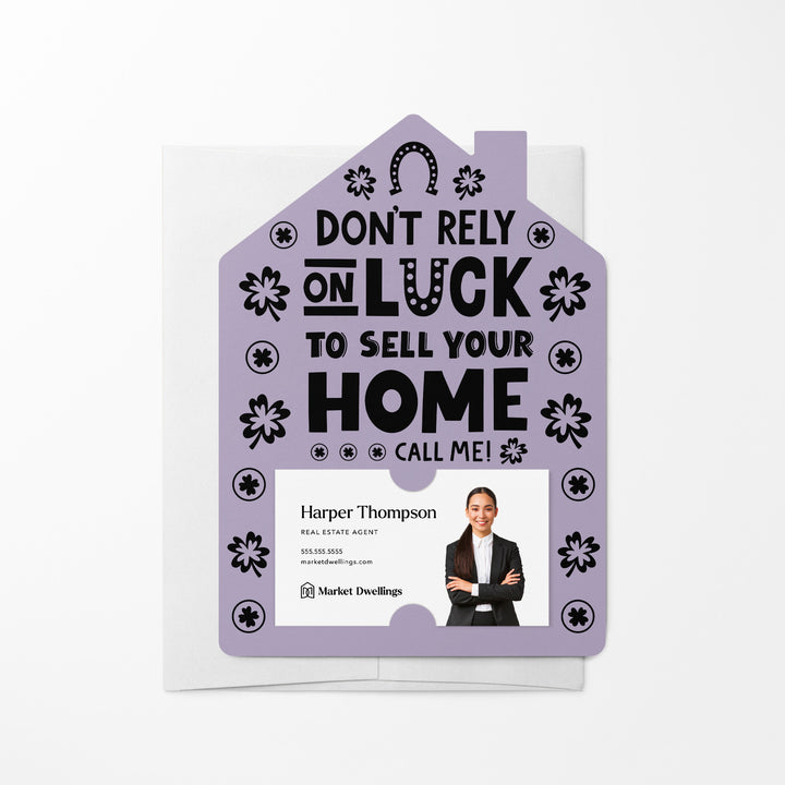 Set of Don't Rely On Luck To Sell Your Home Call Me! | St. Patrick's Day Mailers | Envelopes Included | M105-M001 Mailer Market Dwellings LIGHT PURPLE