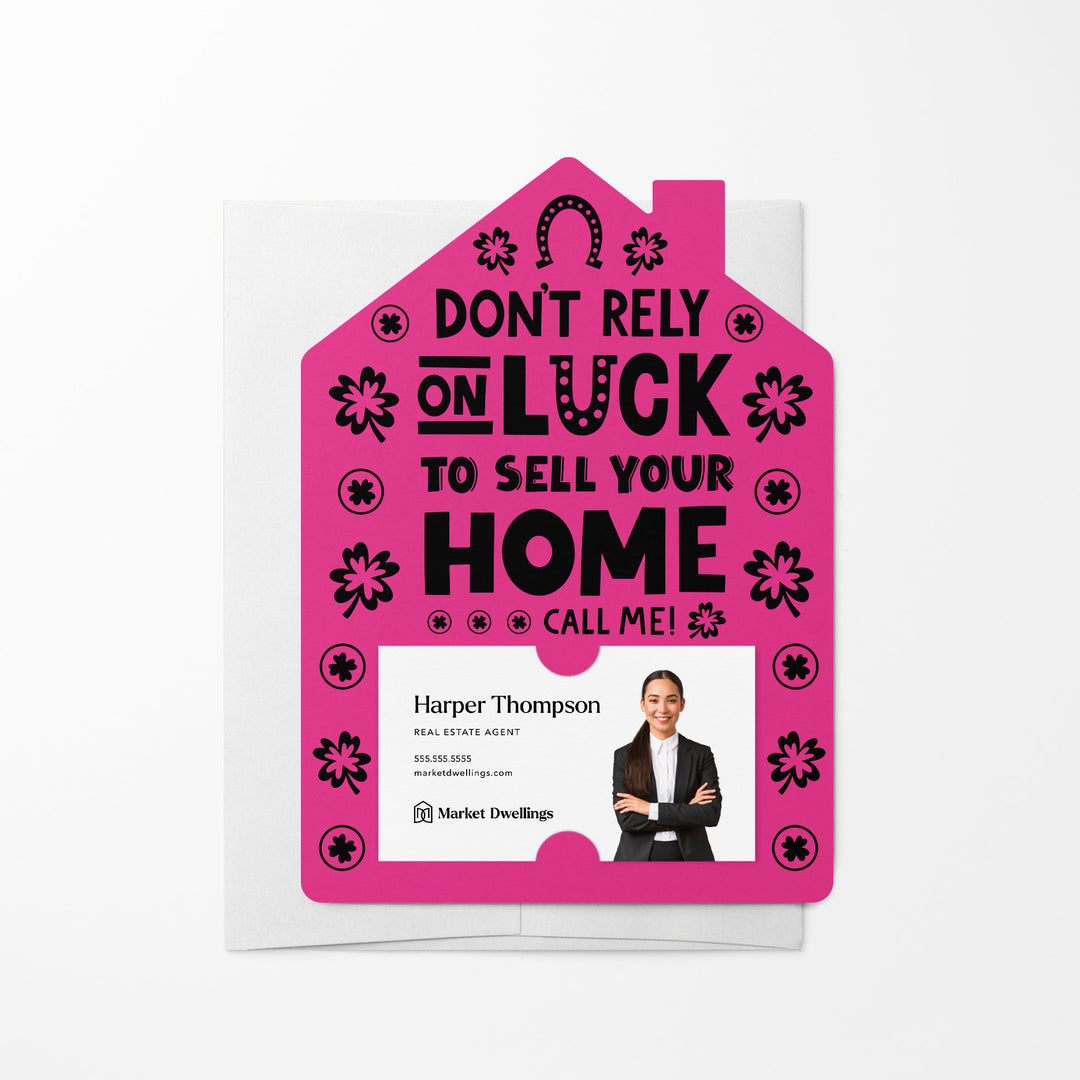 Set of Don't Rely On Luck To Sell Your Home Call Me! | St. Patrick's Day Mailers | Envelopes Included | M105-M001 Mailer Market Dwellings RAZZLE BERRY