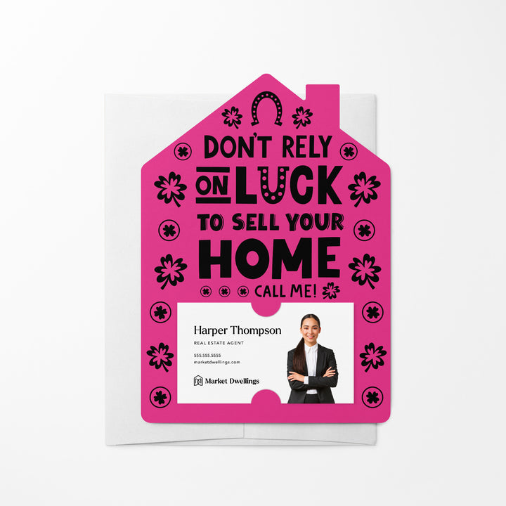 Set of Don't Rely On Luck To Sell Your Home Call Me! | St. Patrick's Day Mailers | Envelopes Included | M105-M001 Mailer Market Dwellings RAZZLE BERRY