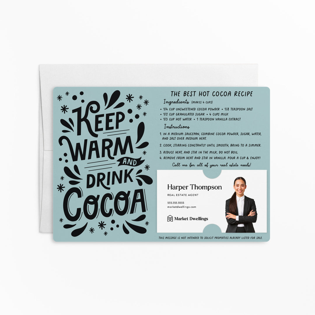 Set of Keep Warm and Drink Cocoa | Winter Christmas Mailers | Envelopes Included | M107-M003 Mailer Market Dwellings LIGHT BLUE