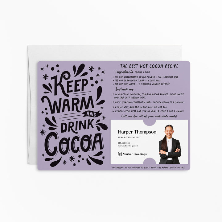 Set of Keep Warm and Drink Cocoa | Winter Christmas Mailers | Envelopes Included | M107-M003 Mailer Market Dwellings LIGHT PURPLE