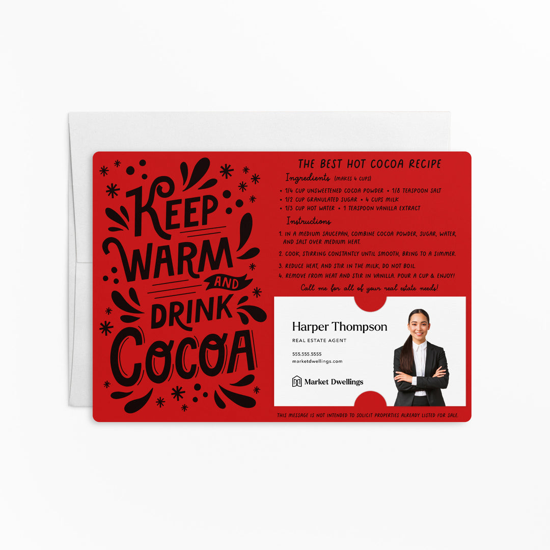 Set of Keep Warm and Drink Cocoa | Winter Christmas Mailers | Envelopes Included | M107-M003 Mailer Market Dwellings SCARLET