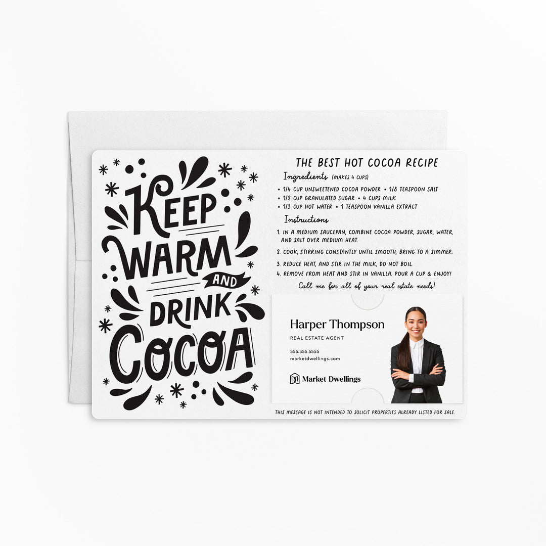 Set of Keep Warm and Drink Cocoa | Winter Christmas Mailers | Envelopes Included | M107-M003 Mailer Market Dwellings WHITE