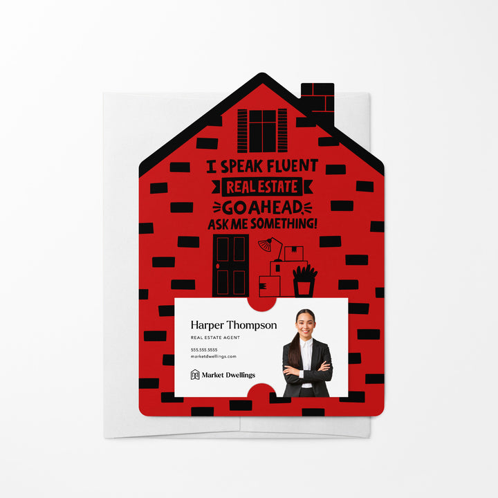 Set of I Speak Fluent Real Estate. Go Ahead, Ask Me Something! | Mailers | Envelopes Included | M107-M001