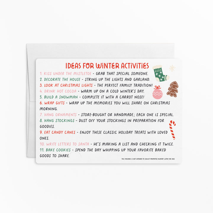 Set of Ideas For Winter Activities | Winter Real Estate Mailers | Envelopes Included | M109-M003 Mailer Market Dwellings