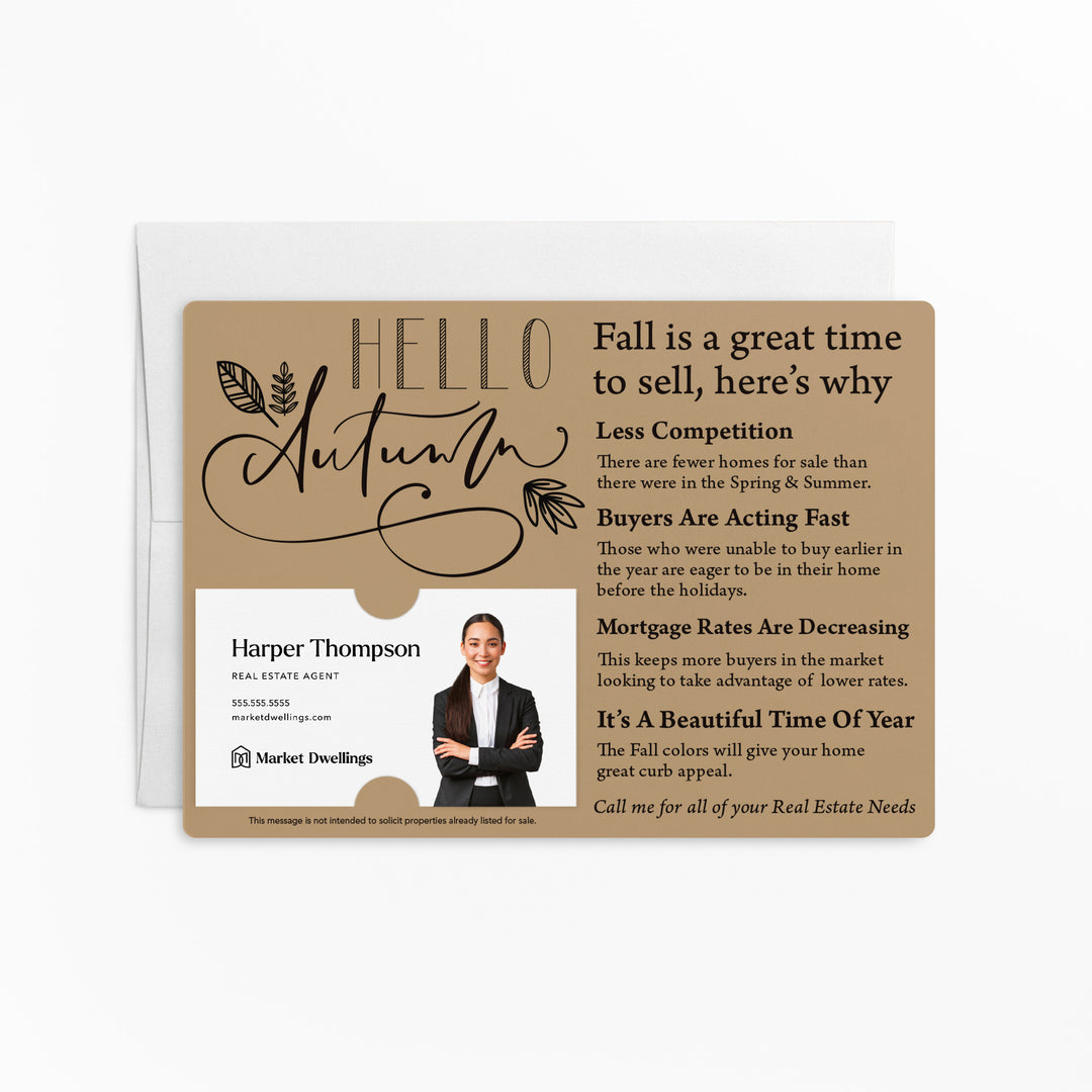 Set of "Hello Autumn" Fall Mailer | Envelopes Included | M11-M004 Mailer Market Dwellings KRAFT