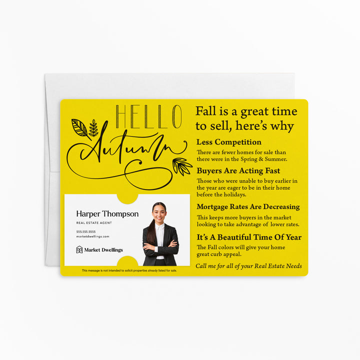 Set of "Hello Autumn" Fall Mailer | Envelopes Included | M11-M004 Mailer Market Dwellings LEMON