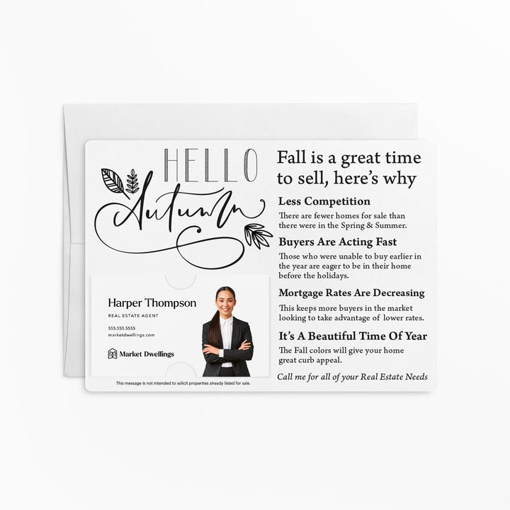 Set of "Hello Autumn" Fall Mailer | Envelopes Included | M11-M004 Mailer Market Dwellings WHITE