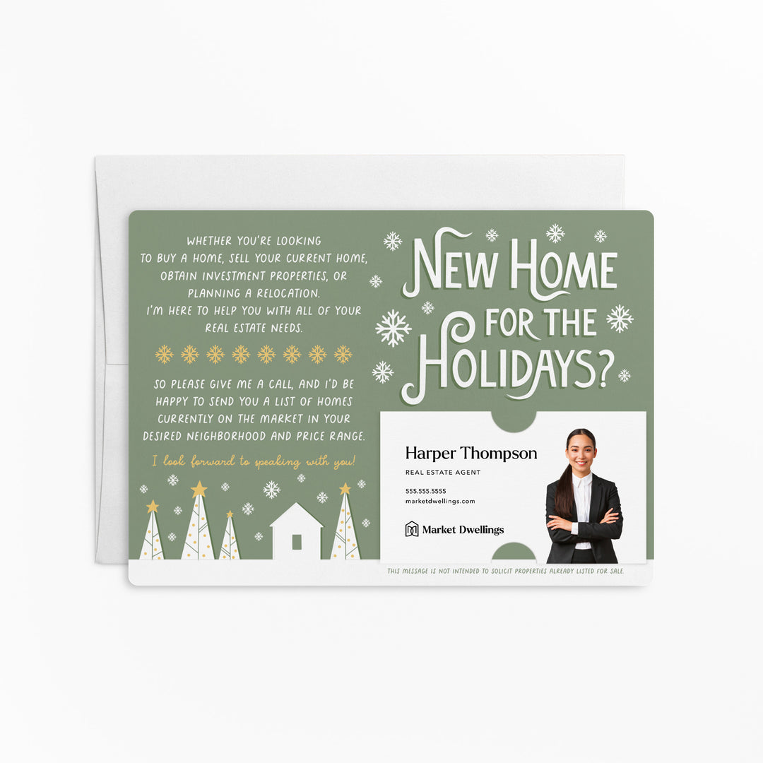 Set of New Home For The Holidays? | Christmas Winter Mailers | Envelopes Included | M110-M003 Mailer Market Dwellings