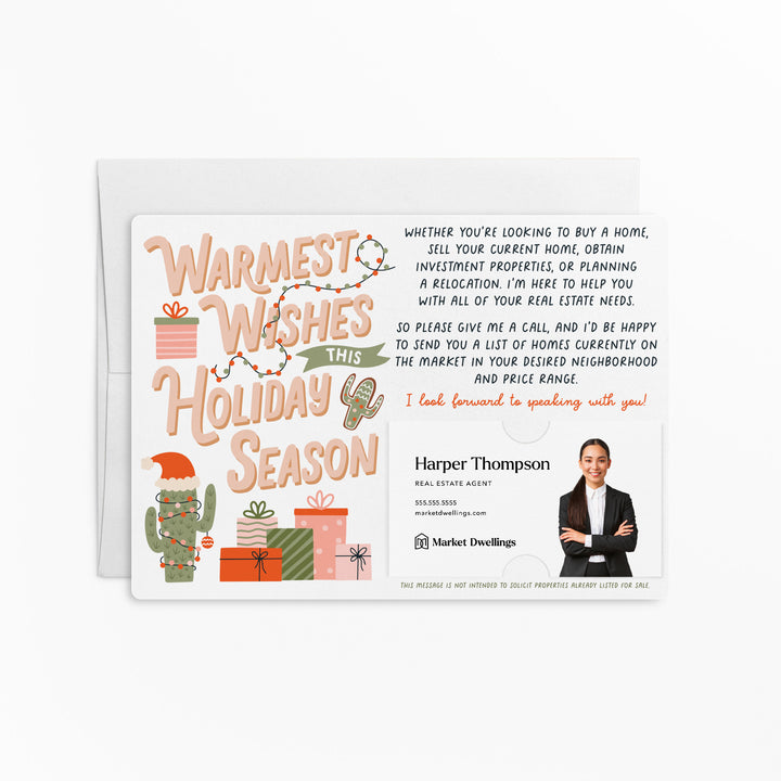 Set of Warmest Wishes This Holiday Season | Christmas Mailers | Envelopes Included | M111-M003-AB Mailer Market Dwellings BLUSH