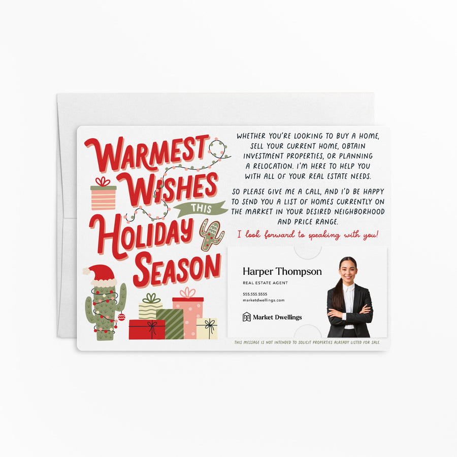 Set of Warmest Wishes This Holiday Season | Christmas Mailers | Envelopes Included | M111-M003-AB Mailer Market Dwellings RED