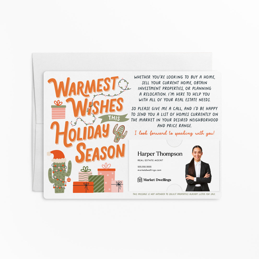 Set of Warmest Wishes This Holiday Season | Christmas Mailers | Envelopes Included | M111-M003-AB Mailer Market Dwellings TANGERINE