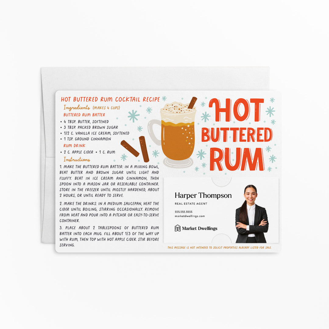 Set of Hot Buttered Rum Recipe | Christmas Winter Mailers | Envelopes Included | M112-M003-AB Mailer Market Dwellings RED