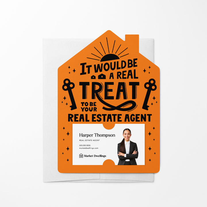 Set of It Would Be A Real Treat To Be Your Real Estate Agent | Mailers | Envelopes Included | M113-M001 Mailer Market Dwellings CARROT