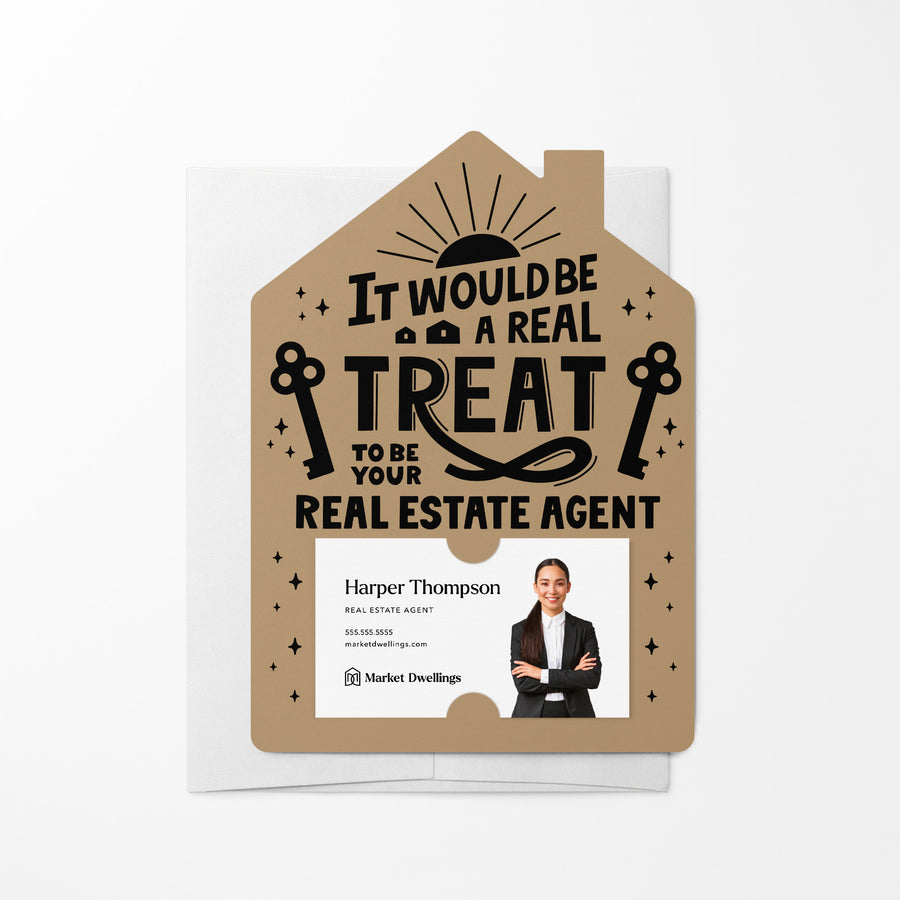 Set of It Would Be A Real Treat To Be Your Real Estate Agent | Mailers | Envelopes Included | M113-M001 Mailer Market Dwellings KRAFT