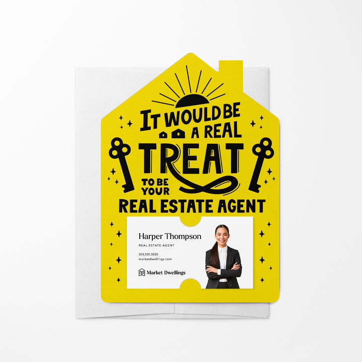 Set of It Would Be A Real Treat To Be Your Real Estate Agent | Mailers | Envelopes Included | M113-M001 Mailer Market Dwellings LEMON