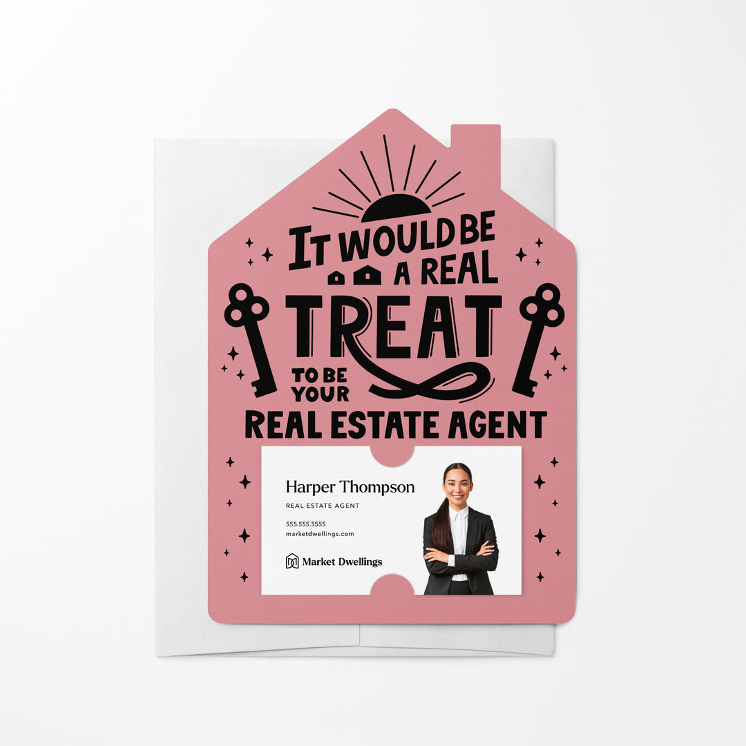 Set of It Would Be A Real Treat To Be Your Real Estate Agent | Mailers | Envelopes Included | M113-M001 Mailer Market Dwellings LIGHT PINK