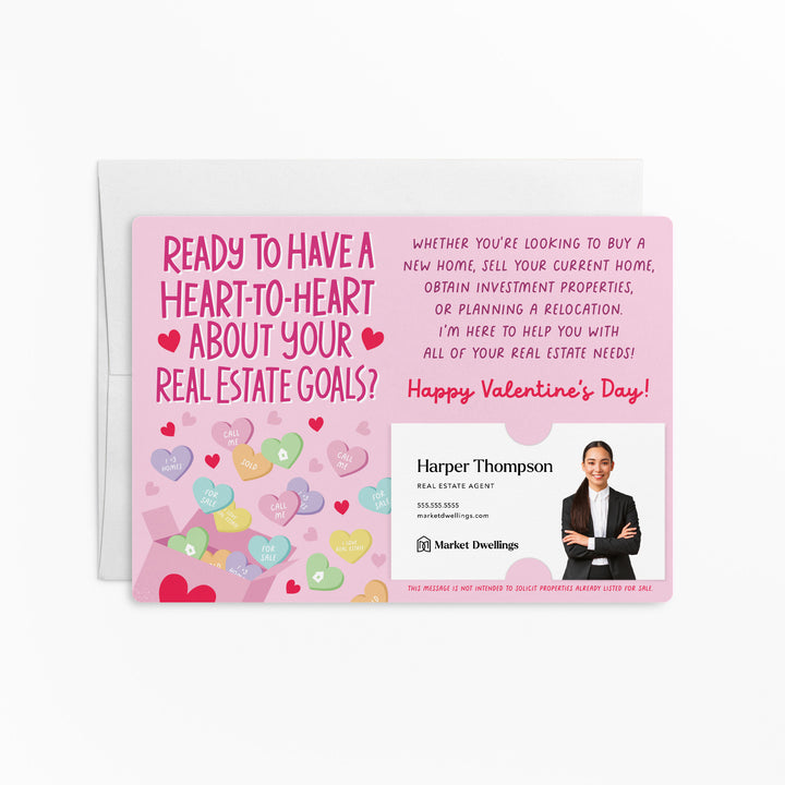 Set of Ready To Have A Heart-To-Heart About Your Real Estate Goals? | Valentine's Day Mailers | Envelopes Included | M115-M003 Mailer Market Dwellings