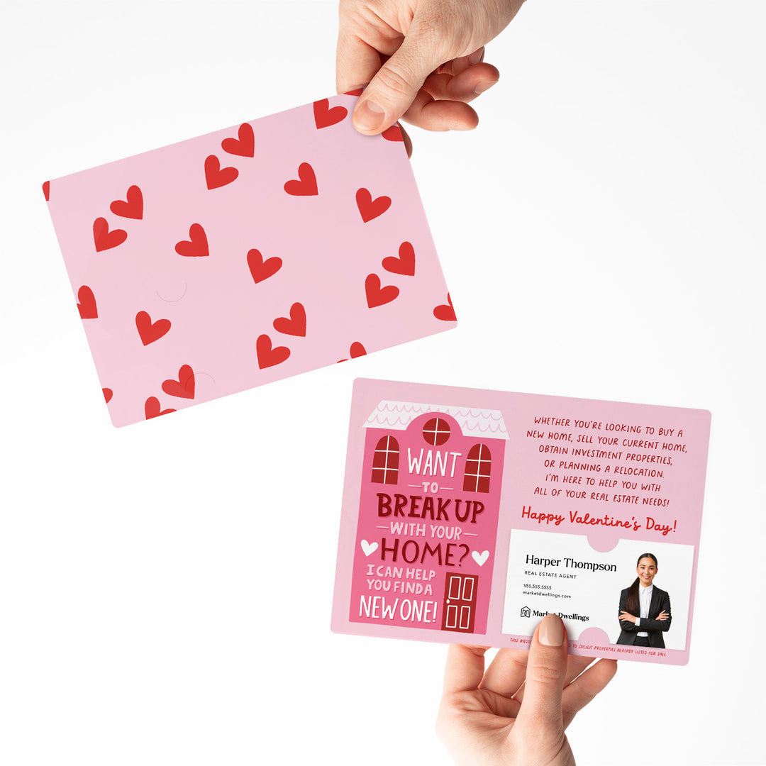 Set of Want To Break Up With Your Home? I Can Help You Find A New One! | Valentine's Day Mailers | Envelopes Included | M117-M003-AB Mailer Market Dwellings