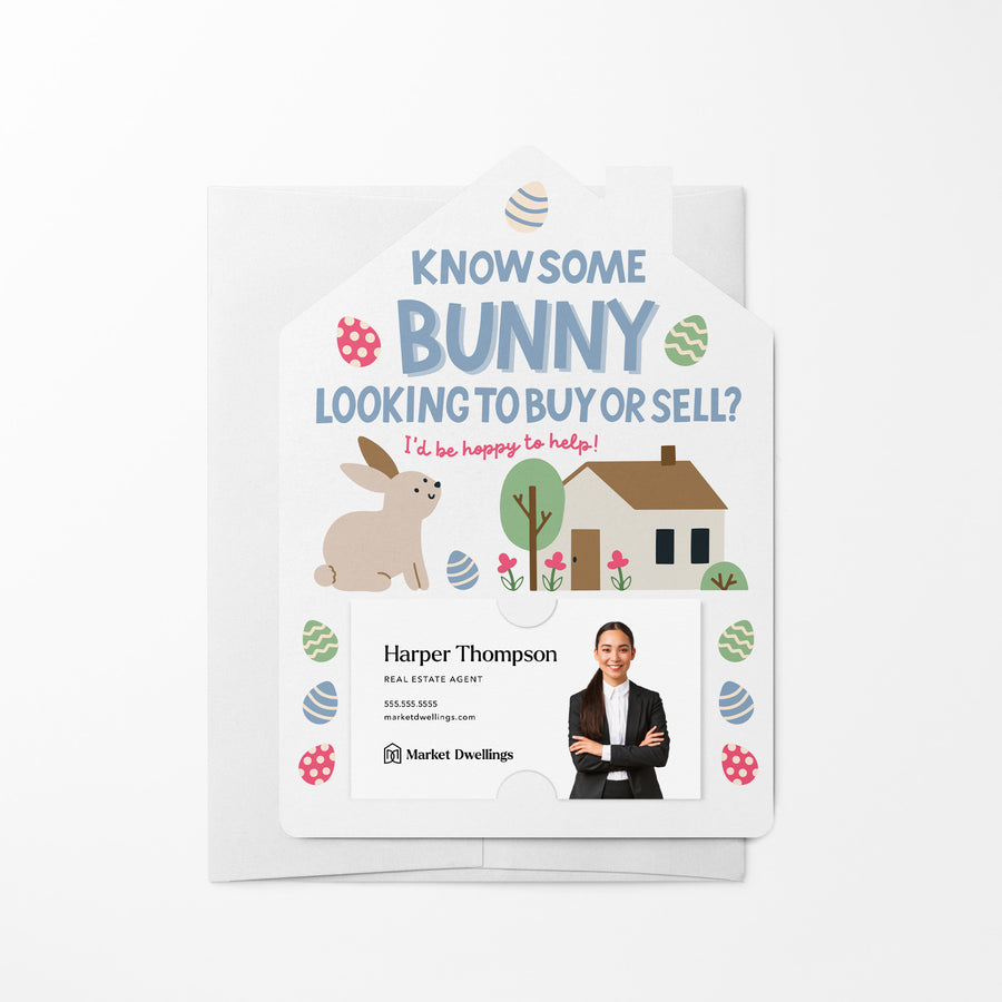 Set of Know Some Bunny Looking To Buy Or Sell? | Easter Spring Mailers | Envelopes Included | M117-M001 Mailer Market Dwellings