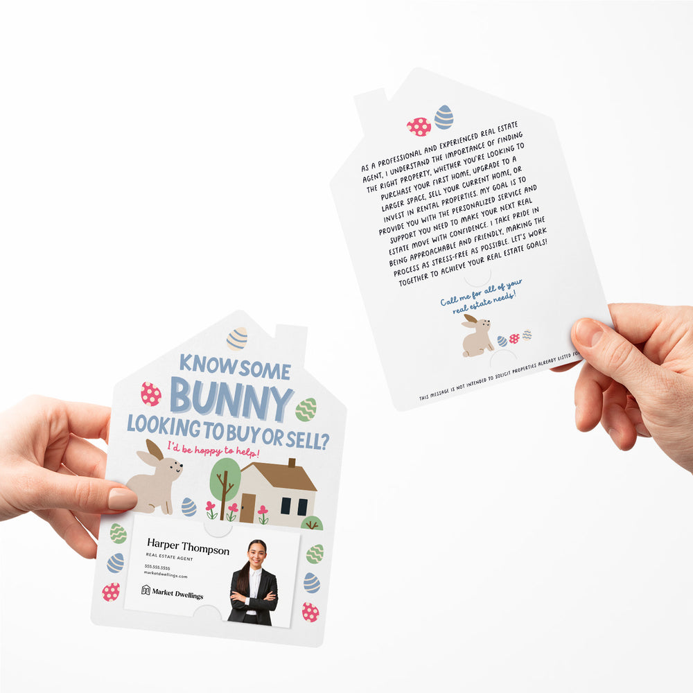 Set of Know Some Bunny Looking To Buy Or Sell? | Easter Spring Mailers | Envelopes Included | M117-M001 Mailer Market Dwellings