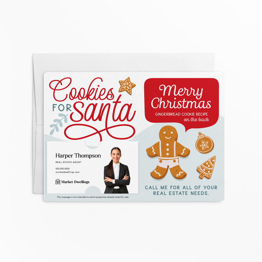 Set of "Classic Gingerbread Cookies" Real Estate Recipe Cards | Envelopes Included M12-M004 Mailer Market Dwellings