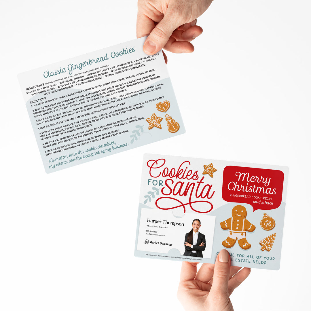 Set of "Classic Gingerbread Cookies" Real Estate Recipe Cards | Envelopes Included M12-M004 Mailer Market Dwellings