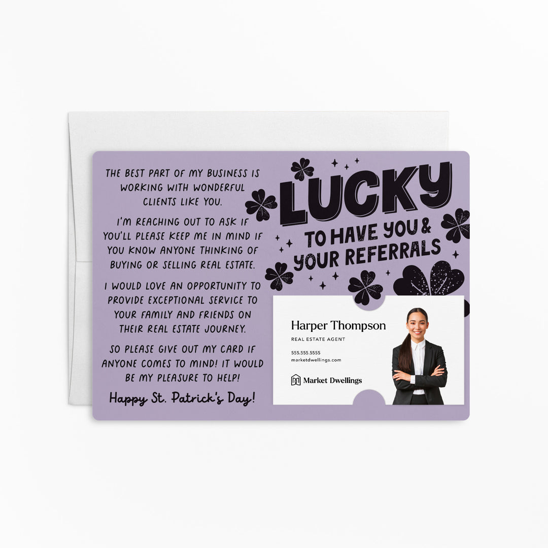 Set of Lucky To Have You & Your Referrals | St. Patrick's Day Mailers | Envelopes Included | M121-M003 Mailer Market Dwellings LIGHT PURPLE