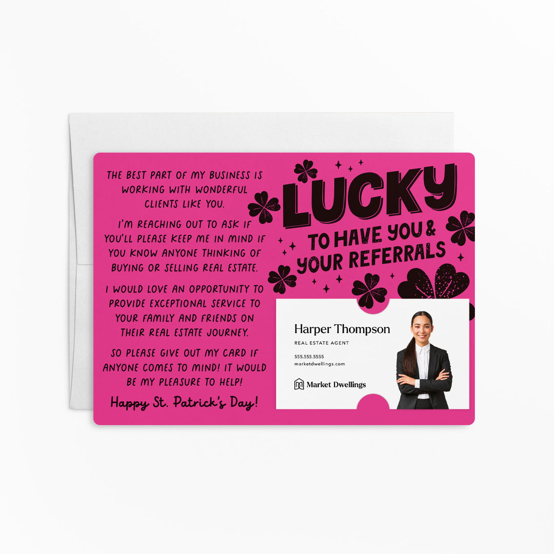 Set of Lucky To Have You & Your Referrals | St. Patrick's Day Mailers | Envelopes Included | M121-M003 Mailer Market Dwellings RAZZLE BERRY