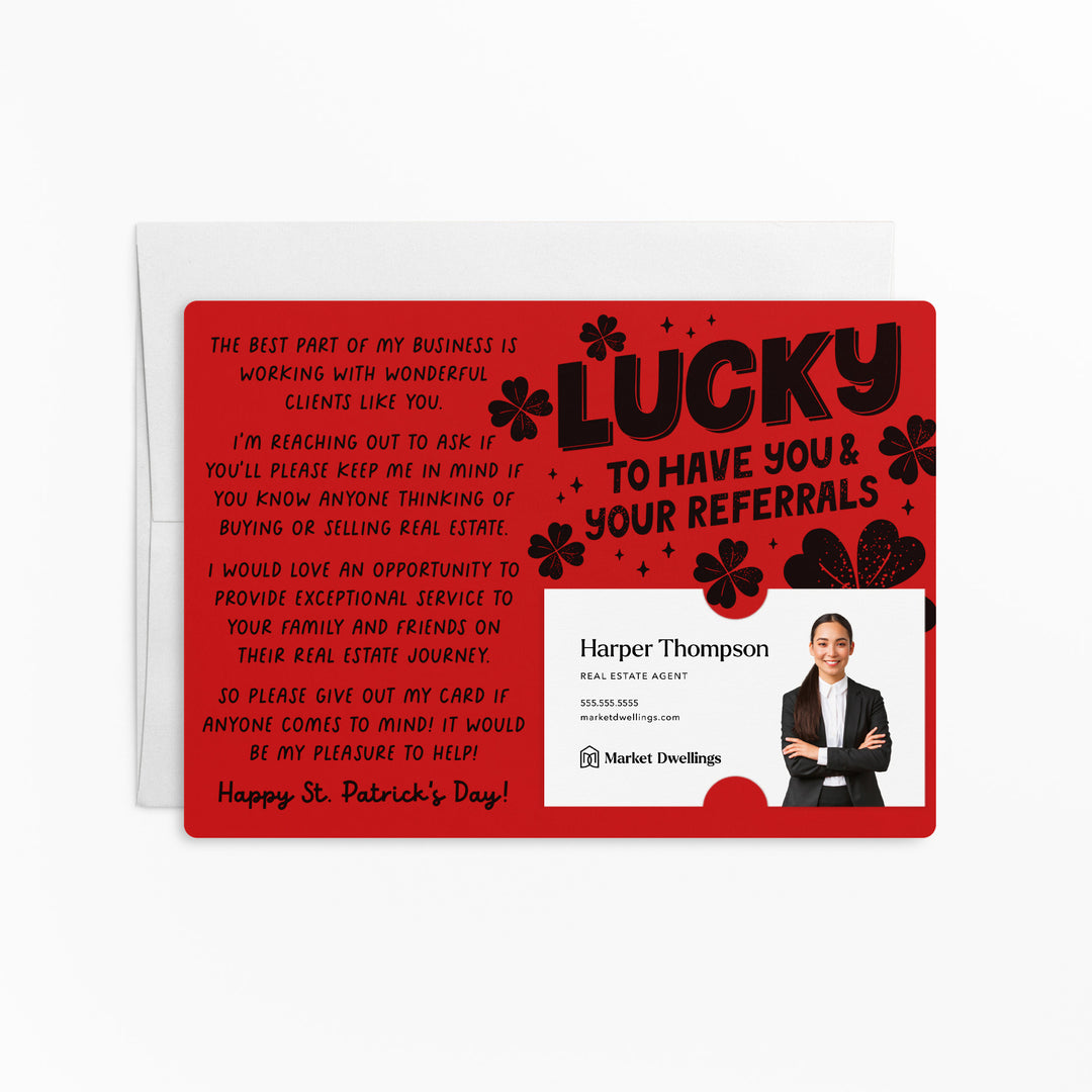 Set of Lucky To Have You & Your Referrals | St. Patrick's Day Mailers | Envelopes Included | M121-M003 Mailer Market Dwellings SCARLET