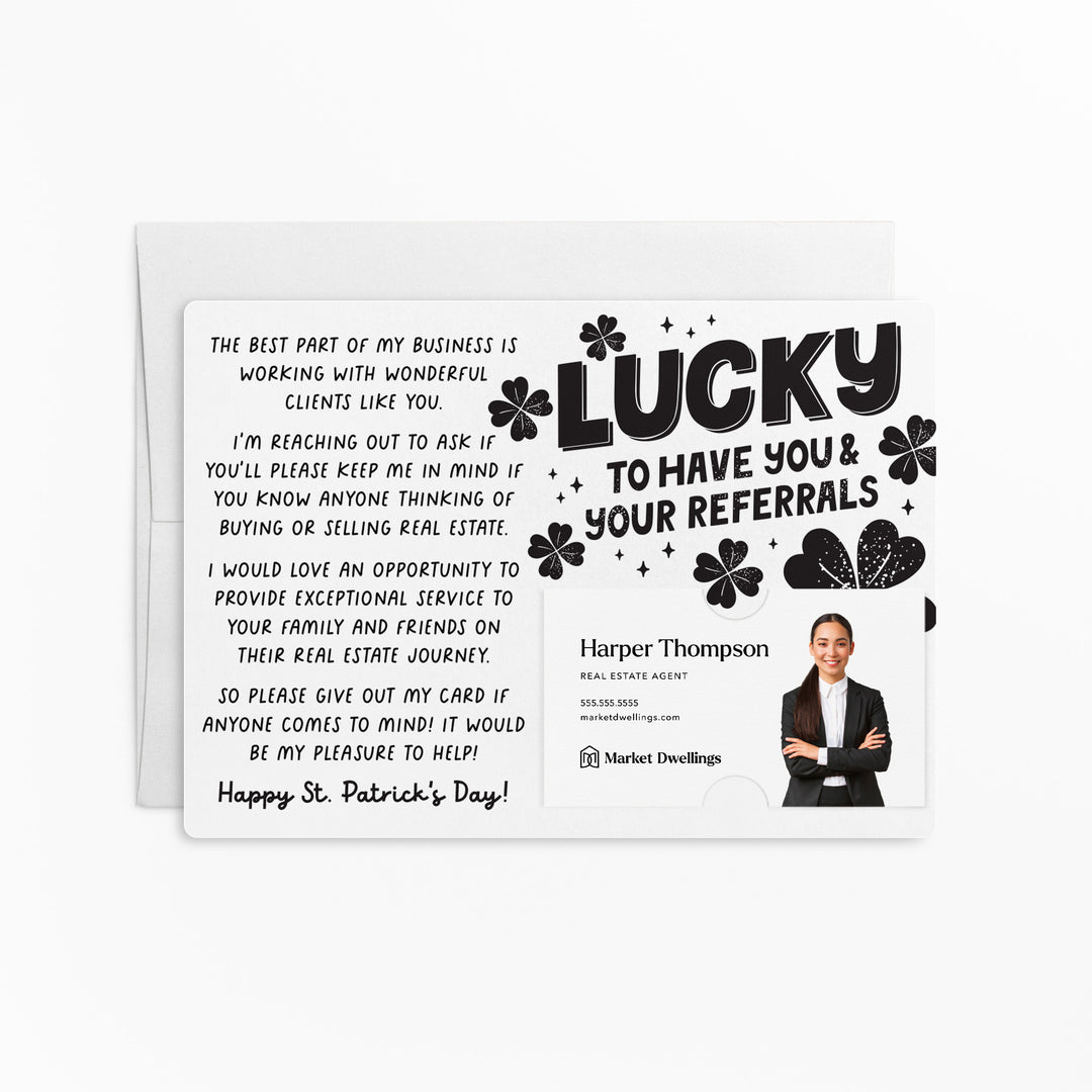 Set of Lucky To Have You & Your Referrals | St. Patrick's Day Mailers | Envelopes Included | M121-M003 Mailer Market Dwellings WHITE