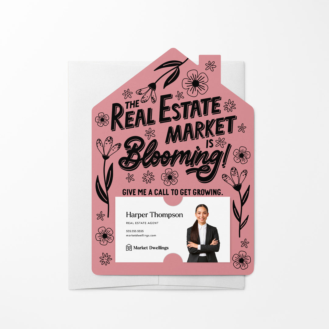 Set of The Real Estate Market Is Blooming! | Spring Mailers | Envelopes Included | M121-M001 Mailer Market Dwellings LIGHT PINK