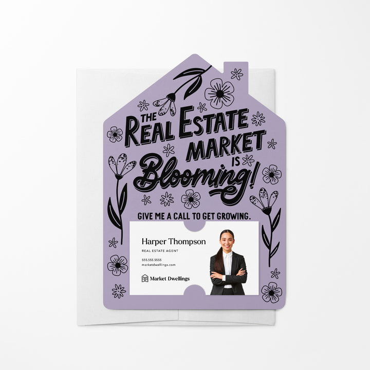 Set of The Real Estate Market Is Blooming! | Spring Mailers | Envelopes Included | M121-M001 Mailer Market Dwellings LIGHT PURPLE