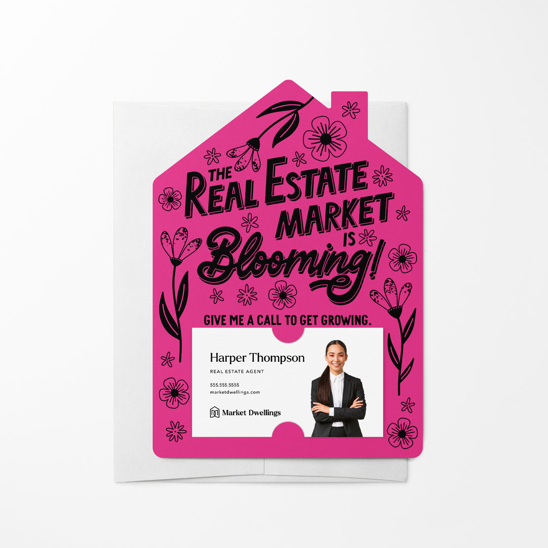 Set of The Real Estate Market Is Blooming! | Spring Mailers | Envelopes Included | M121-M001 Mailer Market Dwellings RAZZLE BERRY