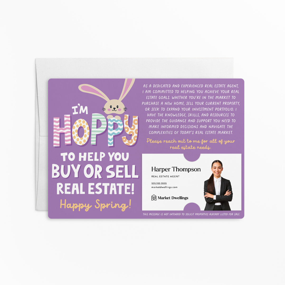 Set of I'm Hoppy To Help You Buy Or Sell Real Estate! | Easter Spring Mailers | Envelopes Included | M122-M003 Mailer Market Dwellings