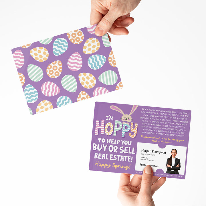 Set of I'm Hoppy To Help You Buy Or Sell Real Estate! | Easter Spring Mailers | Envelopes Included | M122-M003 Mailer Market Dwellings