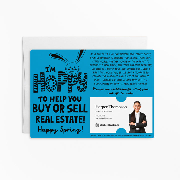 Set of I'm Hoppy To Help You Buy Or Sell Real Estate! | Easter Spring Mailers | Envelopes Included | M123-M003 Mailer Market Dwellings ARCTIC