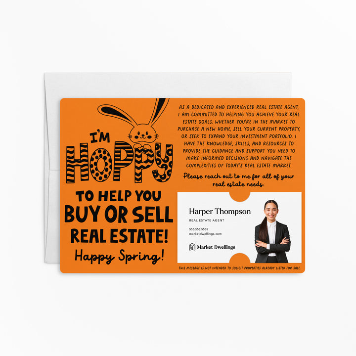 Set of I'm Hoppy To Help You Buy Or Sell Real Estate! | Easter Spring Mailers | Envelopes Included | M123-M003 Mailer Market Dwellings CARROT