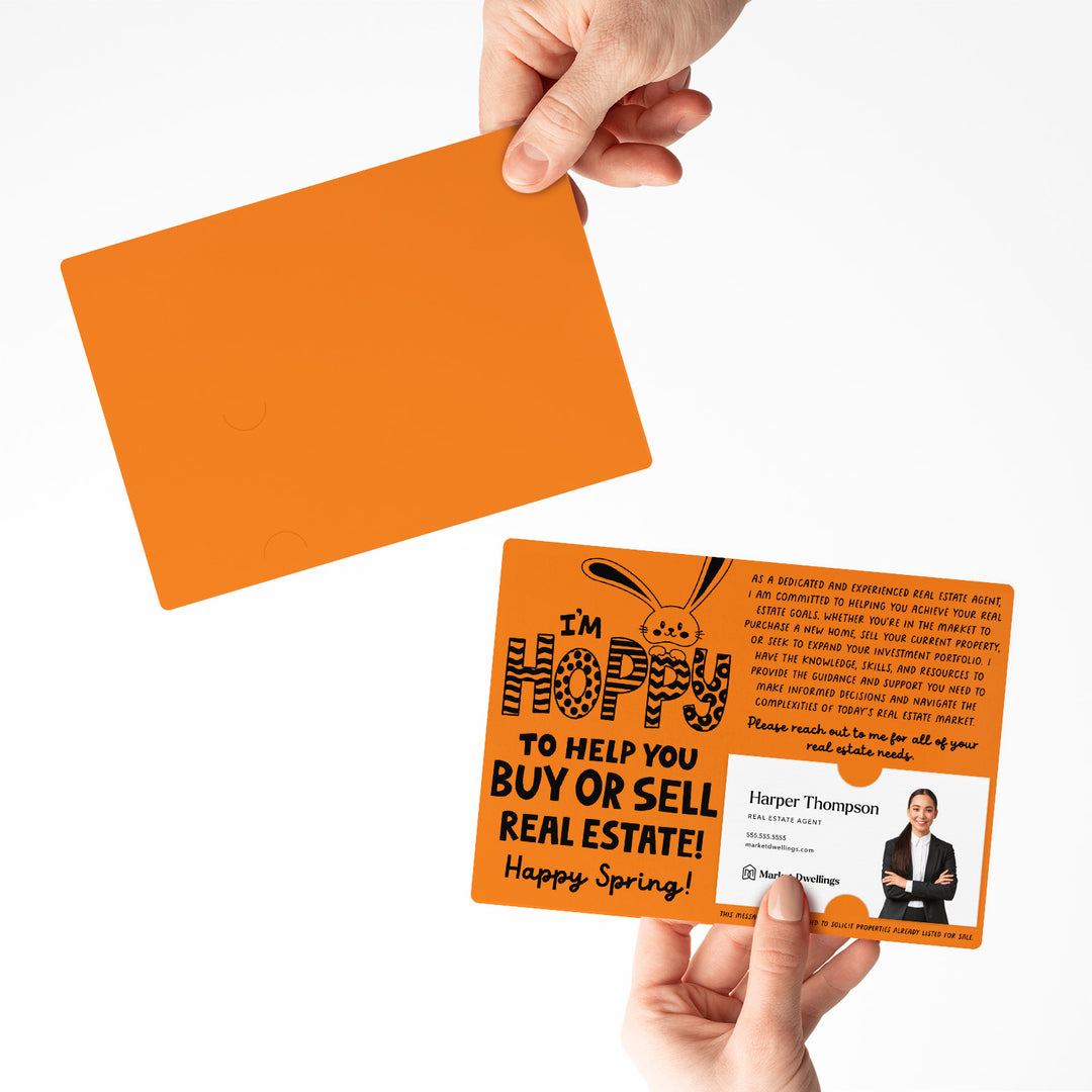 Set of I'm Hoppy To Help You Buy Or Sell Real Estate! | Easter Spring Mailers | Envelopes Included | M123-M003 Mailer Market Dwellings