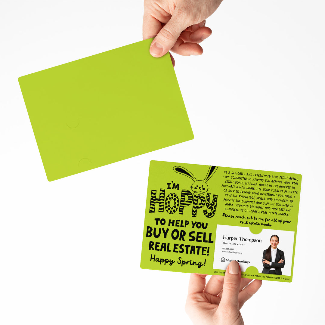 Set of I'm Hoppy To Help You Buy Or Sell Real Estate! | Easter Spring Mailers | Envelopes Included | M123-M003 Mailer Market Dwellings