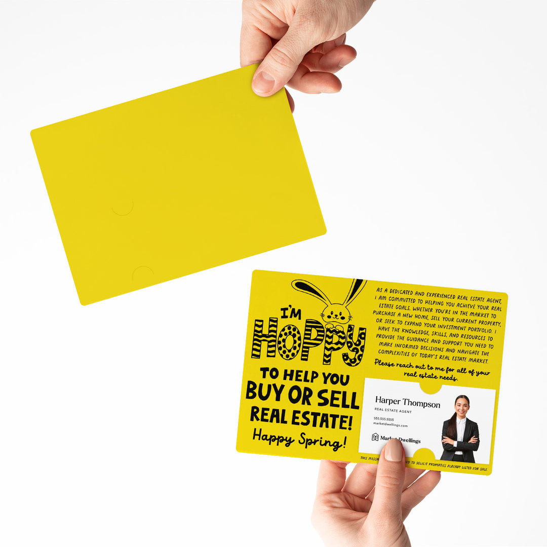 Set of I'm Hoppy To Help You Buy Or Sell Real Estate! | Easter Spring Mailers | Envelopes Included | M123-M003 Mailer Market Dwellings