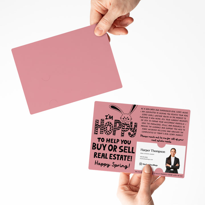 Set of I'm Hoppy To Help You Buy Or Sell Real Estate! | Easter Spring Mailers | Envelopes Included | M123-M003 Mailer Market Dwellings